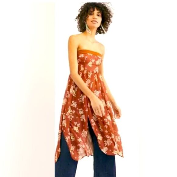 NWT Free People Kitty Maxi Tube Top Tunic Midi Flowy Large - Picture 1 of 10